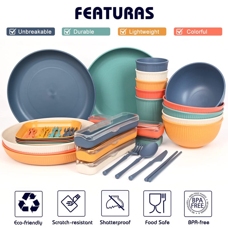 UHAPEER UHAPEER Camping Plates and Bowls, Camping Cutlery, Dinner Set for Picnic - Image 2