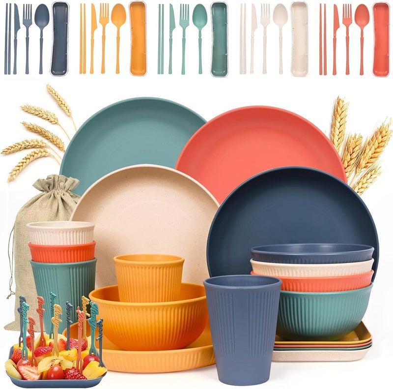 UHAPEER UHAPEER Camping Plates and Bowls, Camping Cutlery, Dinner Set for Picnic - Image 1