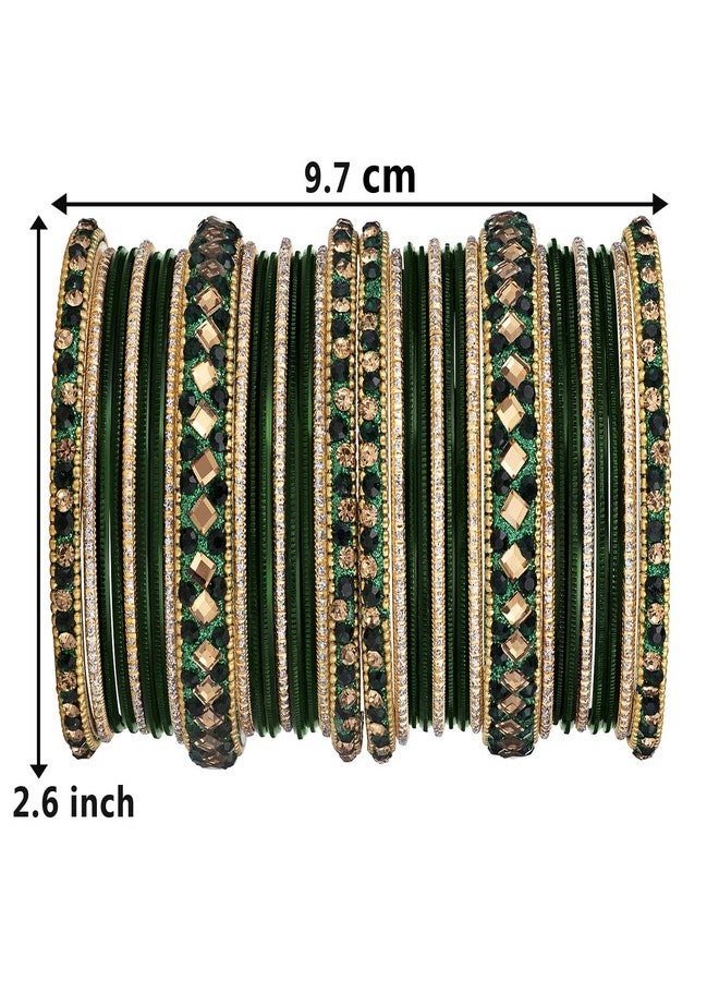 Aheli Ethnic Colorful Metal Bangles Chudha Set Stone Studded Bangle Set Indian Wedding Wear Fashion Jewelry Gift for Women - Image 4