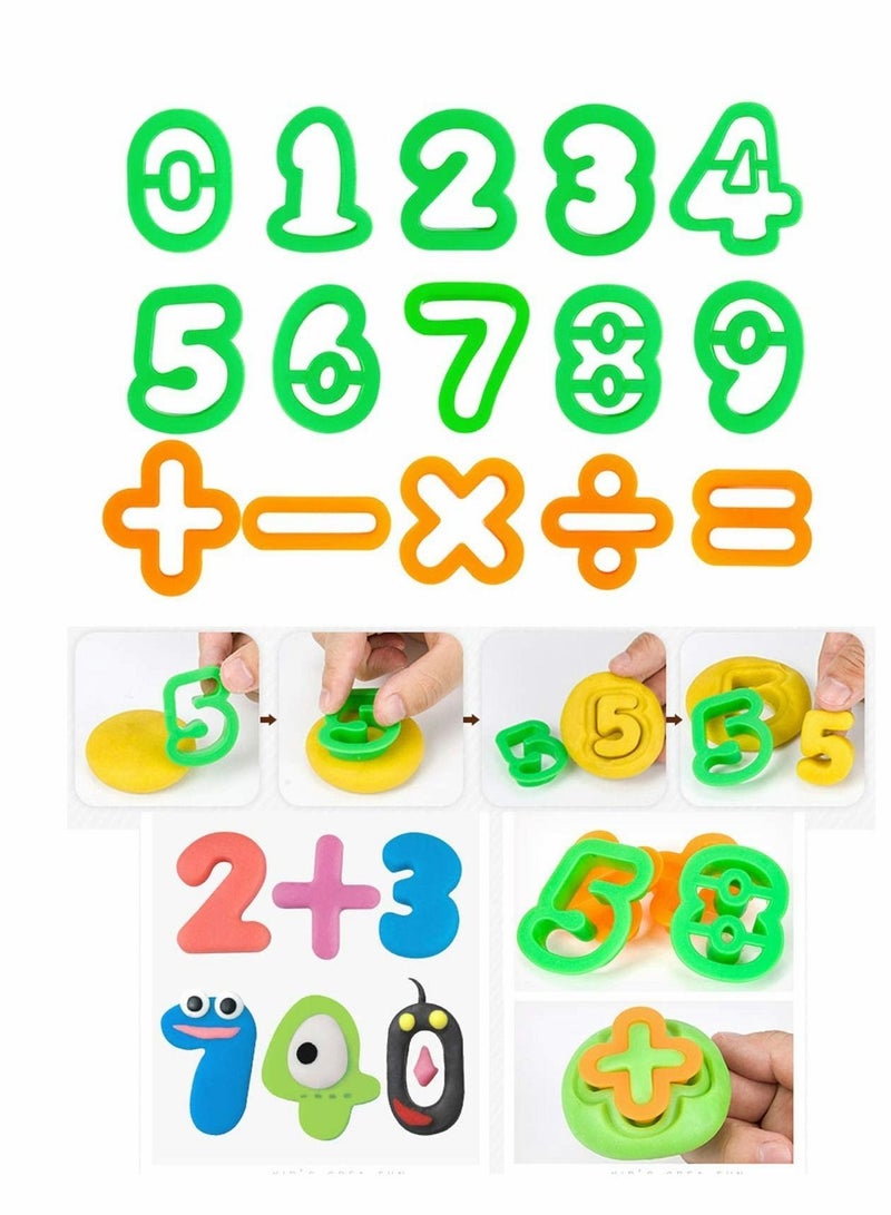 NIBEMINENT Multi-Color Clay Dough Tools, Play Tools Set for Kids Letter Molds, Numeral Molds Various Plastic Animal Creative Cutting (Letters Numbers and Basic Shapes 63 Pieces)  - Image 4