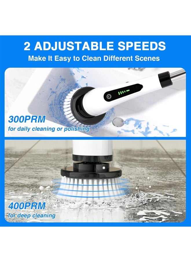 Hihonor Electric Spin Scrubber, Cordless Full Body Waterproof Cleaning Brush with Displaying Battery Level, 7 Replaceable Heads, Detachable Telescopic Handle, for Kitchen, Living Room, Bathroom  - Image 3