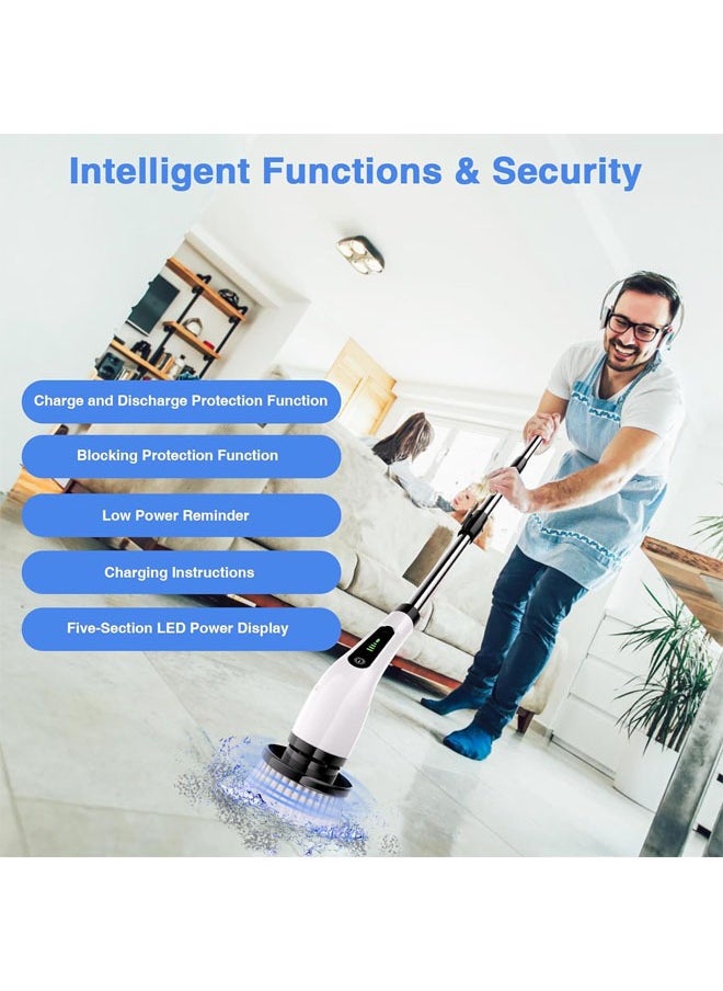 Hihonor Electric Spin Scrubber, Cordless Full Body Waterproof Cleaning Brush with Displaying Battery Level, 7 Replaceable Heads, Detachable Telescopic Handle, for Kitchen, Living Room, Bathroom  - Image 5