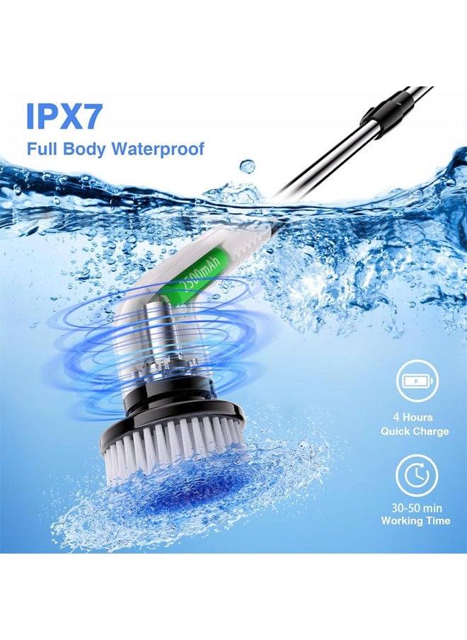 Hihonor Electric Spin Scrubber, Cordless Full Body Waterproof Cleaning Brush with Displaying Battery Level, 7 Replaceable Heads, Detachable Telescopic Handle, for Kitchen, Living Room, Bathroom  - Image 2