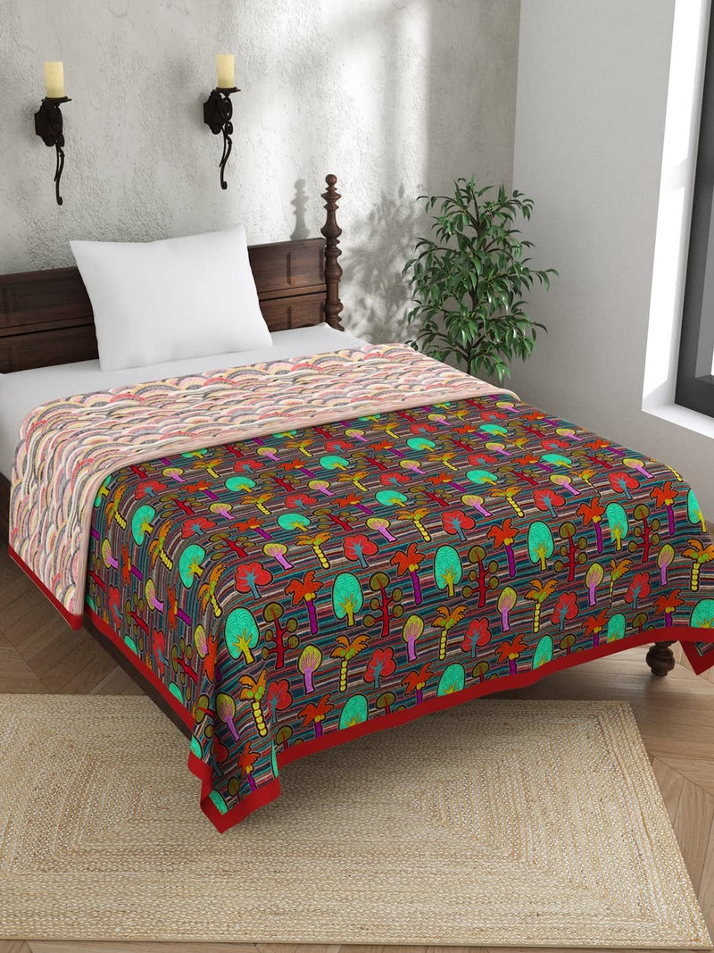 EVER HOME Pure Cotton Reversible Dohar Single Bed Size AC Blanket Comforter Soft LightWeight Bed Blanket 150X224CM Pack of 1