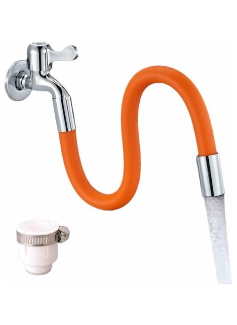 Faucet Extension Tubes Flexible for Kitchen Sink 360 Degrees Flexible Leader Hose 720 Degree Fixation in any Position Aerator Extension Device Sink Faucet Sprayer with 1 Universal adapter (50cm)
