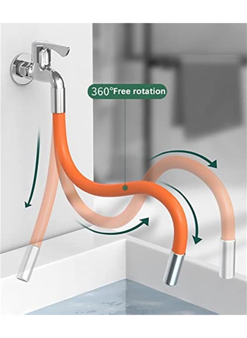 Generic - Faucet Extension Tubes Flexible for Kitchen Sink 360 Degrees Flexible Leader Hose 720 Degree Fixation in any Position Aerator Extension Device Sink Faucet Sprayer with 1 Universal adapter (50cm) - Image 1