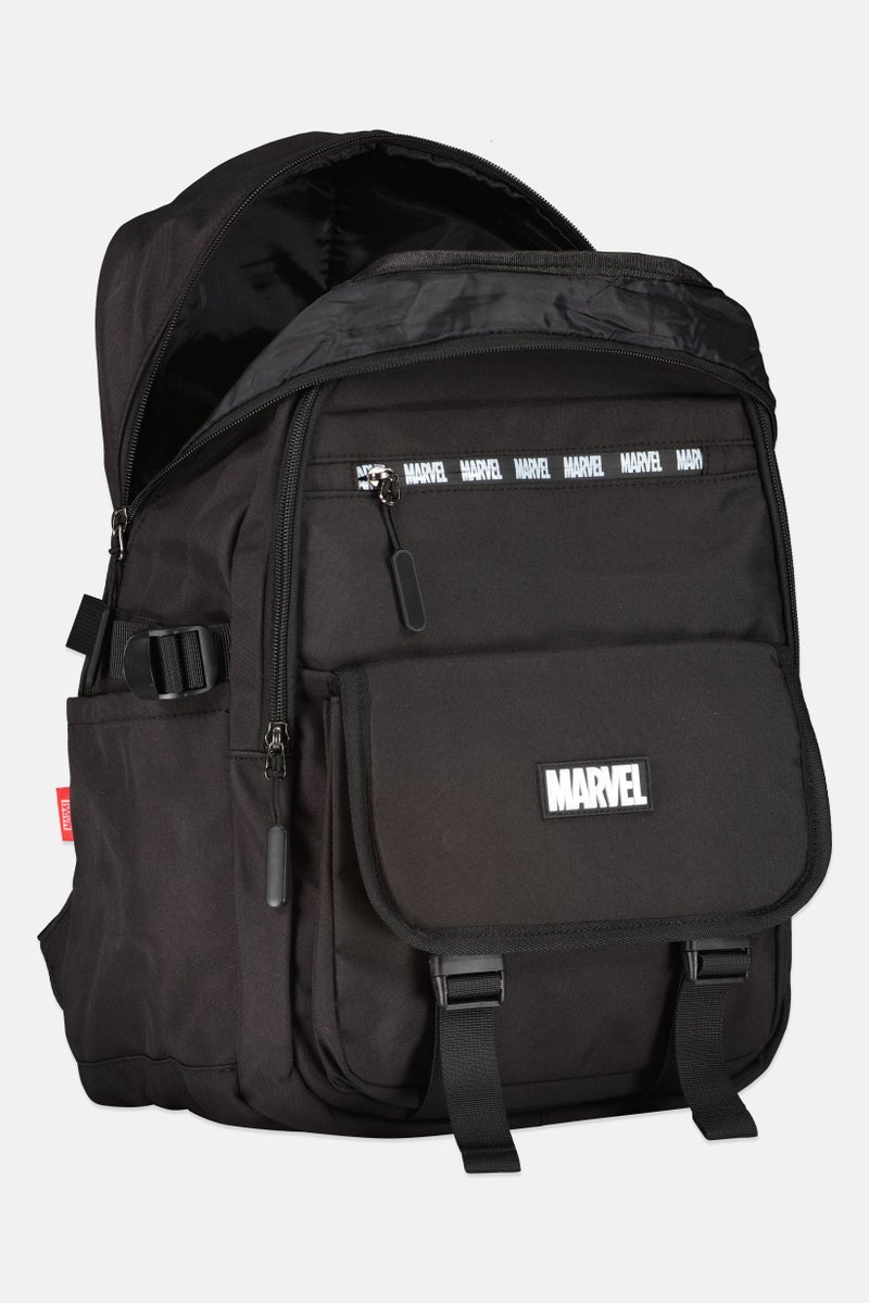 MARVEL حقيبة ظهر للأطفال الأولاد بشعار العلامة التجارية، سوداء - Image 3