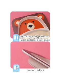 Gonice Bamboo Fibers Children's Tableware Set Toddler Plates Baby Bowls Utensils Cup Baby Spoons Feeding Bamboo Dishes, Kids Feeding Bamboo Tableware Cutlery Plates Bowls,Kids Dinnerware Sets (b)  - Image 2