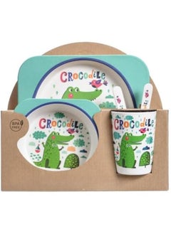 Gonice Bamboo Fibers Children's Tableware Set Toddler Plates Baby Bowls Utensils Cup Baby Spoons Feeding Bamboo Dishes, Kids Feeding Bamboo Tableware Cutlery Plates Bowls,Kids Dinnerware Sets (b)  - Image 1