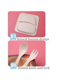 Gonice Bamboo Fibers Children's Tableware Set Toddler Plates Baby Bowls Utensils Cup Baby Spoons Feeding Bamboo Dishes, Kids Feeding Bamboo Tableware Cutlery Plates Bowls,Kids Dinnerware Sets (b)  - Image 3