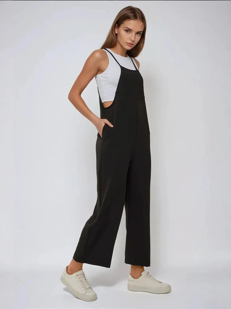Halter Neck Regular Fit Jumpsuit with Pocket