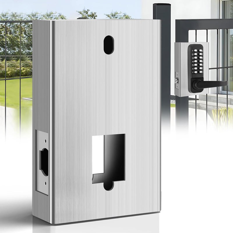 ANNFUZ Steel Gate Lock Box,Untreated with Rust Preventive Oil,Iron Case for Single/Double Keypad Mechanical Combination Lock,Only Fits 2-3/8" (60mm) Backset, for Metal Gates & Fence (Not Aluminum) - Image 1