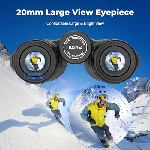 Gosky 10X42 HD Binoculars for Adults with Phone Adapter, High Power Binoculars with BAK4 Prism and FMC Lens, Waterproof Binocular for Bird Watching Hunting Traveling Outdoor Sports - Image 4