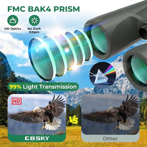 Gosky 10X42 HD Binoculars for Adults with Phone Adapter, High Power Binoculars with BAK4 Prism and FMC Lens, Waterproof Binocular for Bird Watching Hunting Traveling Outdoor Sports - Image 3