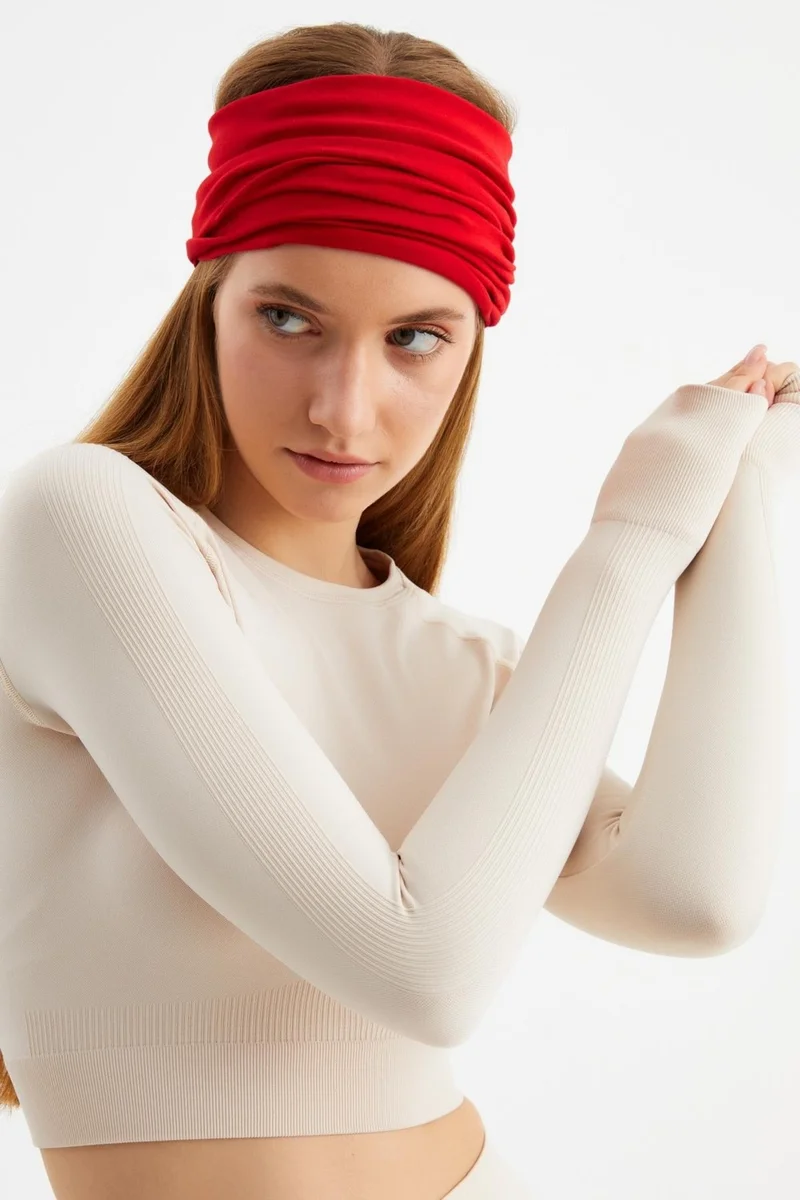 بوتيكجيز Red Women's 4-Functional Protector, Cotton, Flexible, Sweatproof, Bandana, Neck Collar, Buff, Mask