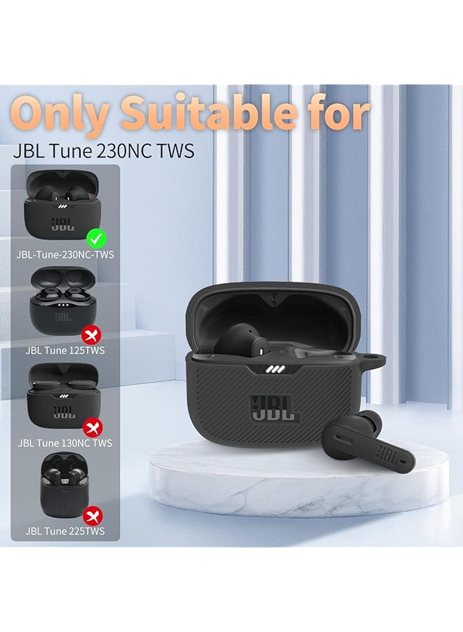erorex Silicone Case For Jbl Tune 230Nc Tws Protective Cover Scratch Resistant Case Shockproof Cover Protective Shell Rugged Silicone Case Compatible With Jbl 230Nc Earbuds Charging Case With Carabiner - Image 2