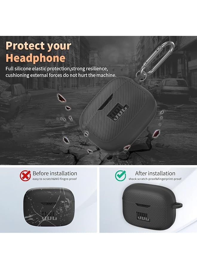 erorex Silicone Case For Jbl Tune 230Nc Tws Protective Cover Scratch Resistant Case Shockproof Cover Protective Shell Rugged Silicone Case Compatible With Jbl 230Nc Earbuds Charging Case With Carabiner - Image 3