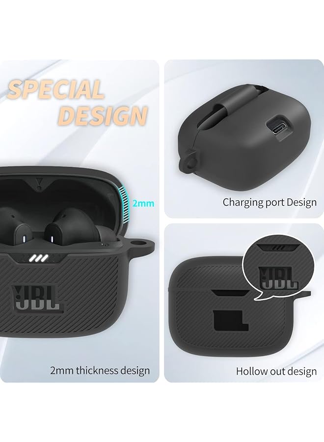 erorex Silicone Case For Jbl Tune 230Nc Tws Protective Cover Scratch Resistant Case Shockproof Cover Protective Shell Rugged Silicone Case Compatible With Jbl 230Nc Earbuds Charging Case With Carabiner - Image 4