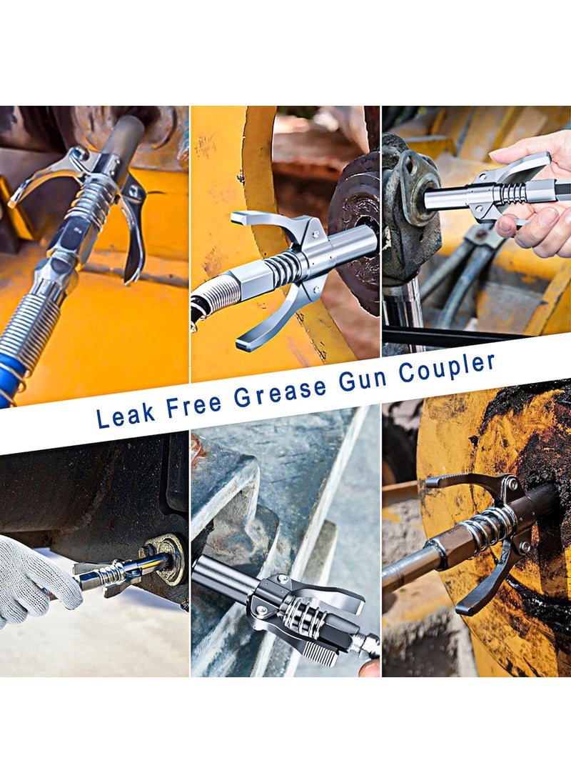 Moptrek - Banjuyi Grease Gun Coupler Quick Lock Double Handles Grease Gun Tip with 6 Thickened Claws Rated 12000 PSI Compatible with All Grease Guns Suitable for Automobiles Ships Farm Machinery Etc - Image 1