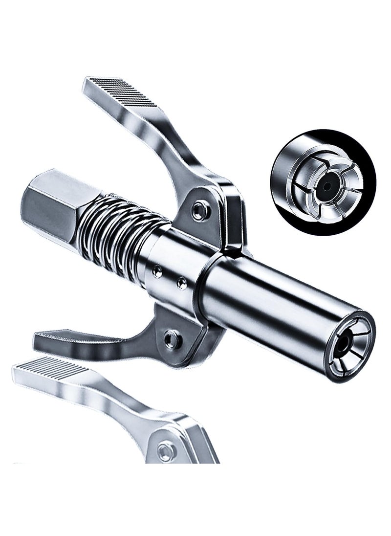 Moptrek - Banjuyi Grease Gun Coupler Quick Lock Double Handles Grease Gun Tip with 6 Thickened Claws Rated 12000 PSI Compatible with All Grease Guns Suitable for Automobiles Ships Farm Machinery Etc - Image 1