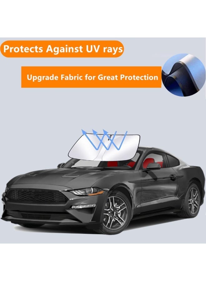 الزجاج الأمامي الظل الشمسي ل 2015-2023 فورد موستانج قابل للطي السيارة النافذة الأمامية الظل الشمسي اكسسوارات 240 T الشمس شاشة واقي غطاء عاكس كتلة الأشعة فوق البنفسجية وحرارة الشمس - Image 2