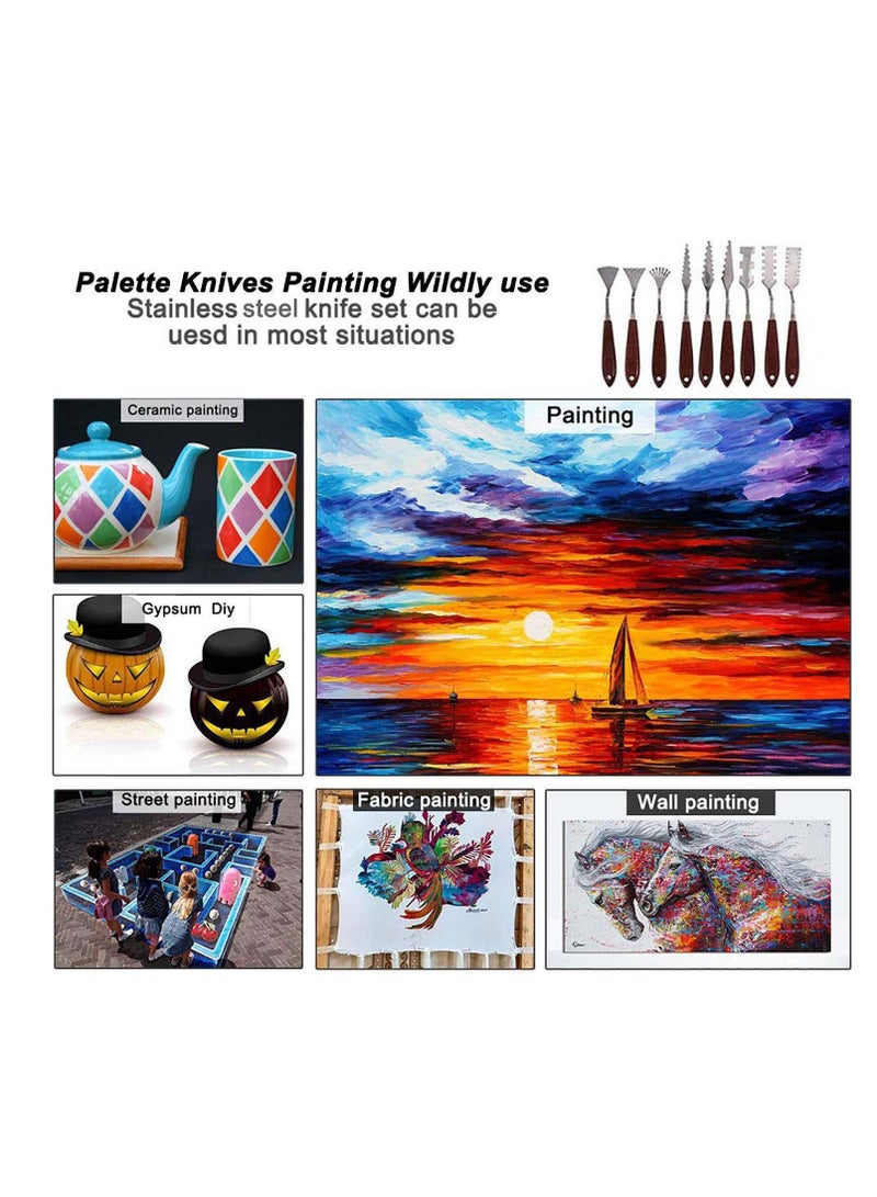 SYOSI Stainless Steel Palette Scraper Set, Knife Painting, Scraper Set, Palette Knife Painting Tools, Oil Painting Mixing Scraper, for Art and Paint Color Mixing Acrylic Mixing Supplies  - Image 5