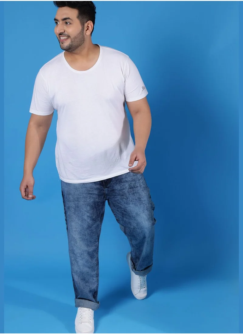 Instafab Plus Jeans with Side Stripes
