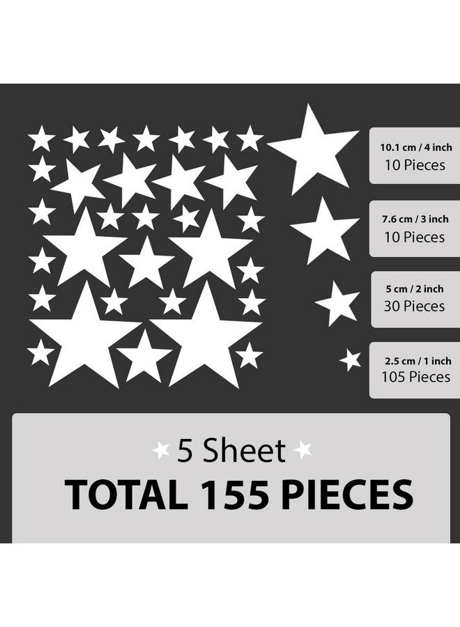 BugyBagy 155 Pcs White Star Wall Decals - Peel and Stick, Removable Vinyl Stickers for Kids Rooms, Nurseries & Home Decor (Matte White, 1-4 Inch Stars) - Image 5