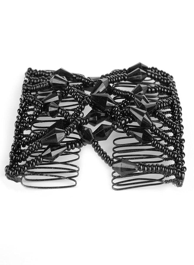 Brrnoo Women Girl Magic Easy Hair Beads Slide Stretchy Comb Clip Stretchable Hairpin, Beads Hair Combs Magic Elastic Hair Clips Stretchy Hair Comb Double Clips for Women Girls Hair - Image 5