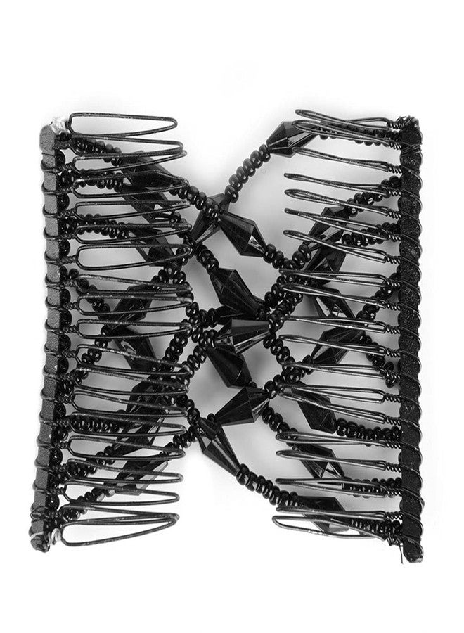 Brrnoo Women Girl Magic Easy Hair Beads Slide Stretchy Comb Clip Stretchable Hairpin, Beads Hair Combs Magic Elastic Hair Clips Stretchy Hair Comb Double Clips for Women Girls Hair - Image 3