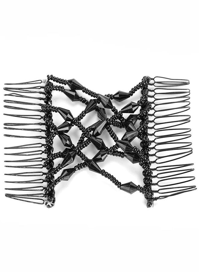 Brrnoo Women Girl Magic Easy Hair Beads Slide Stretchy Comb Clip Stretchable Hairpin, Beads Hair Combs Magic Elastic Hair Clips Stretchy Hair Comb Double Clips for Women Girls Hair - Image 2