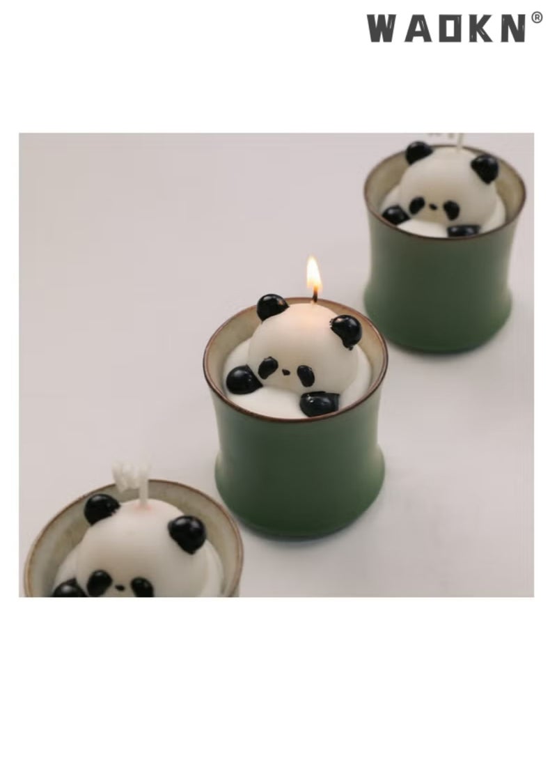 دبليو أيه أو كي أن الخيزران باندا على شكل شمعة عطرية حلوة الحيوانات محاكاة شمعة جماليات عطر شمع الصويا ديكور شمعة حاكم هدية للديكور المنزلي التأمل تخفيف الإجهاد المزاج تعزيز / العطر أفضل الشموع للمنزل والمكتب وغرفة المعيشة / شموع التأمل - Image 3