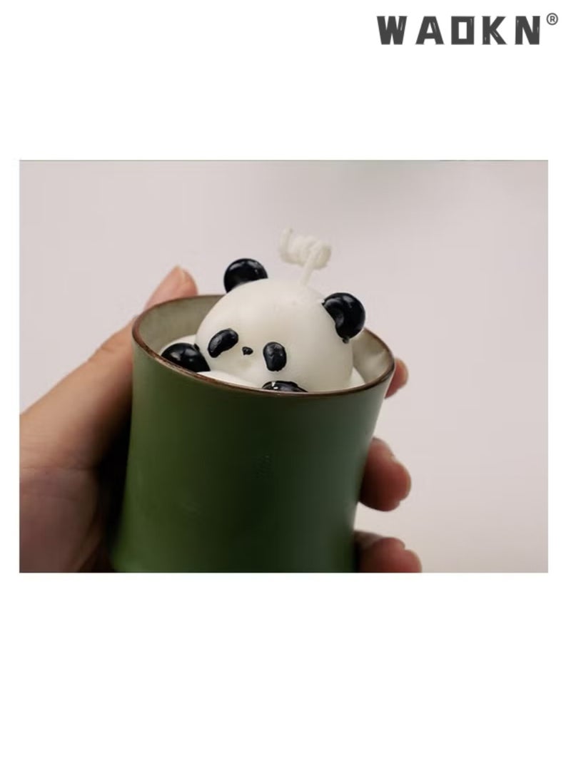 دبليو أيه أو كي أن الخيزران باندا على شكل شمعة عطرية حلوة الحيوانات محاكاة شمعة جماليات عطر شمع الصويا ديكور شمعة حاكم هدية للديكور المنزلي التأمل تخفيف الإجهاد المزاج تعزيز / العطر أفضل الشموع للمنزل والمكتب وغرفة المعيشة / شموع التأمل - Image 4