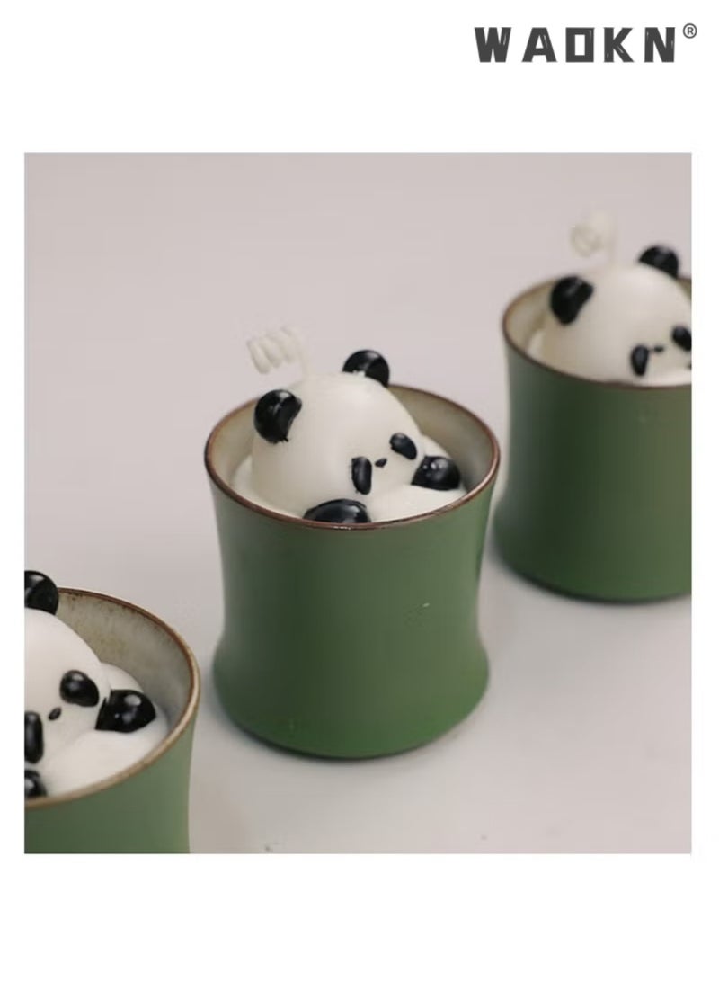 دبليو أيه أو كي أن الخيزران باندا على شكل شمعة عطرية حلوة الحيوانات محاكاة شمعة جماليات عطر شمع الصويا ديكور شمعة حاكم هدية للديكور المنزلي التأمل تخفيف الإجهاد المزاج تعزيز / العطر أفضل الشموع للمنزل والمكتب وغرفة المعيشة / شموع التأمل - Image 1