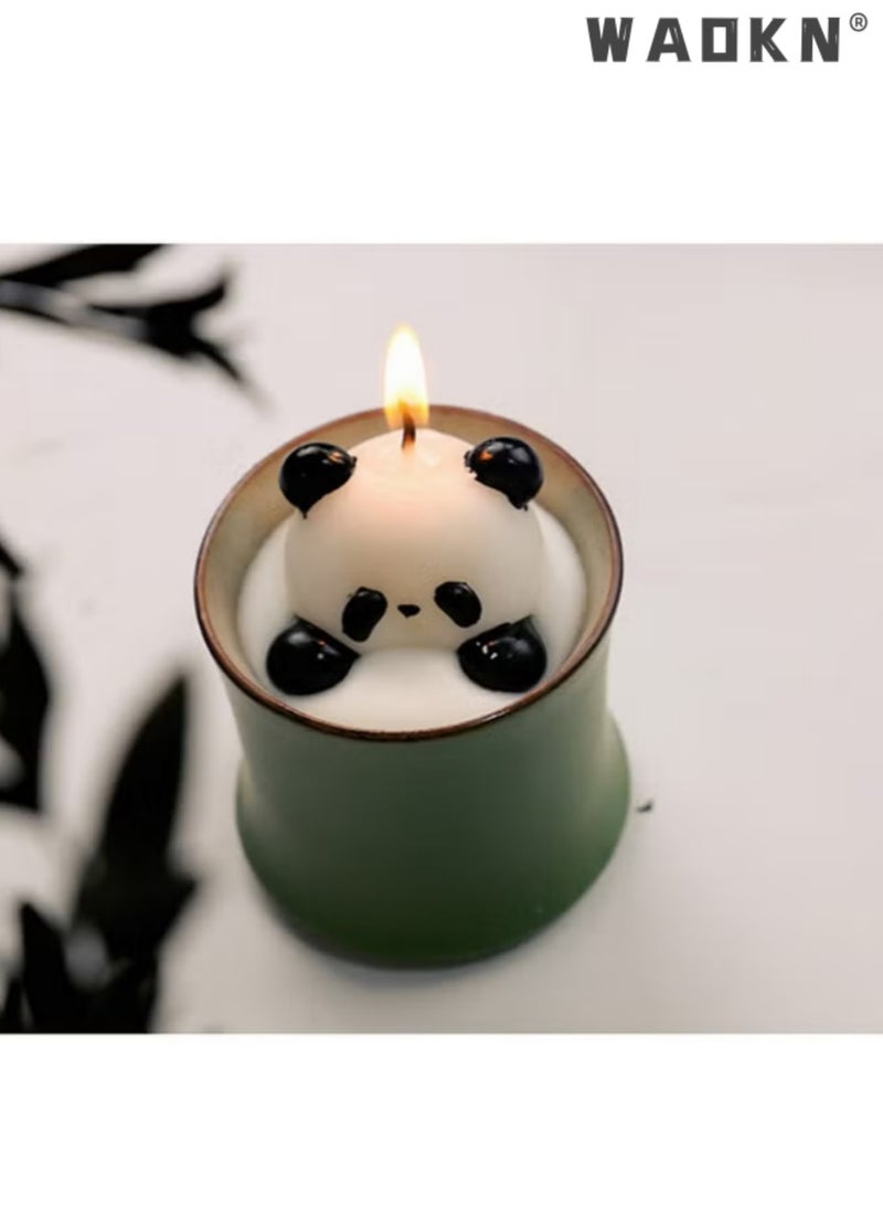 دبليو أيه أو كي أن الخيزران باندا على شكل شمعة عطرية حلوة الحيوانات محاكاة شمعة جماليات عطر شمع الصويا ديكور شمعة حاكم هدية للديكور المنزلي التأمل تخفيف الإجهاد المزاج تعزيز / العطر أفضل الشموع للمنزل والمكتب وغرفة المعيشة / شموع التأمل - Image 5