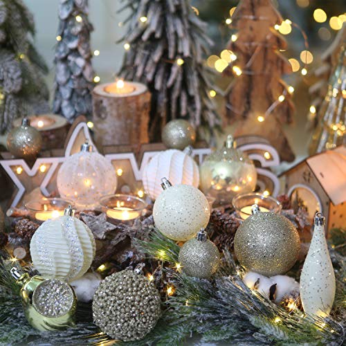 Sea Team 73-Pack Assorted Shatterproof Christmas Ball Ornaments Set Seasonal Decorative Hanging Ornament Set with Reusable Hand-held Gift Package for Holiday Xmas Tree Decorations, Gold - Image 5