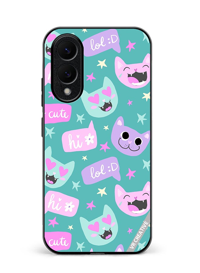 VR CREATIVE Protective Case Cover For Samsung Galaxy S25 Edge Cat Had And Bubble Speech Design Multicolour