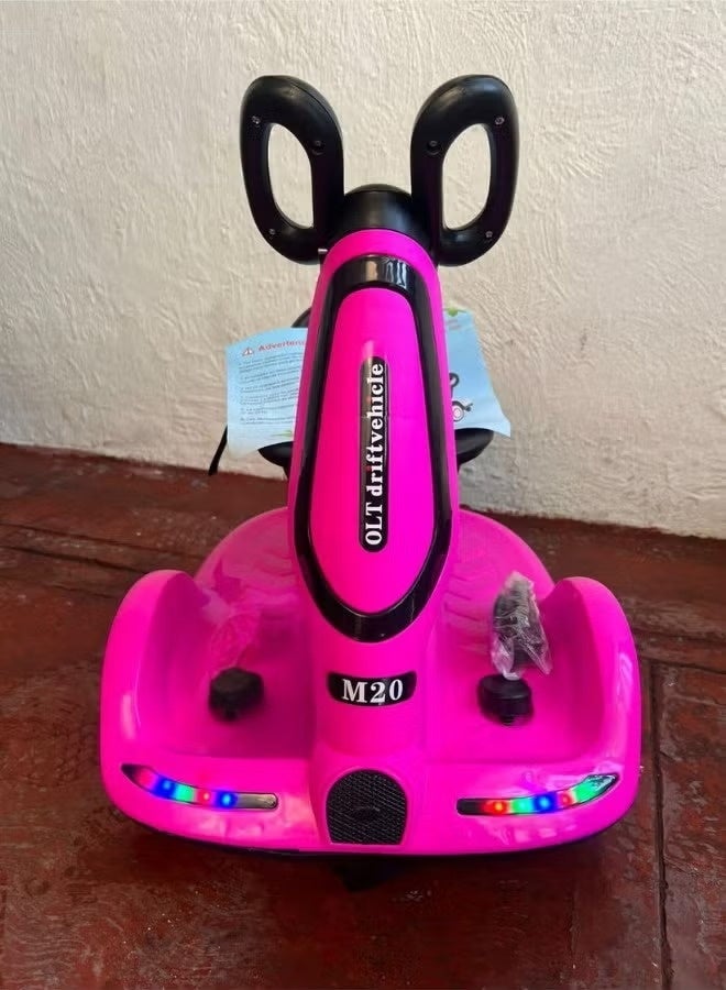 سكوتر كهربائي وردي متعدد الوظائف للاطفال، سكوتر كهربائي وردي ثلاثي العجلات مع محرك مزدوج وموسيقى واضواءسيارة كهربائية للأطفال / سكوتر وردي متوازن للأطفال الأولاد والبنات سيارة لعبة تتحكم عن بعد - Image 2