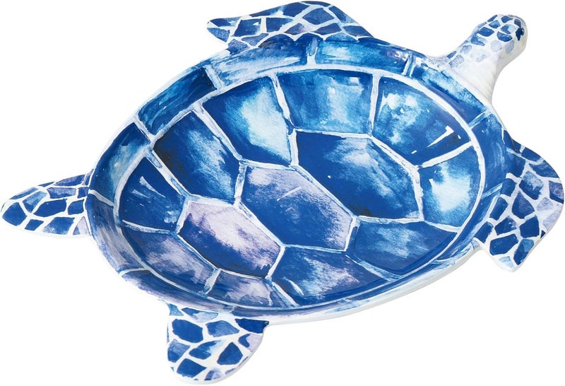 UPware Indigo Sea Turtle Shaped Melamine Plates  Ocean Theme BPAFree Dishwasher Safe for Lunch Salad Sandwiches or Snacks Blue 9625 x 775 Inch Set of 4 - Image 5