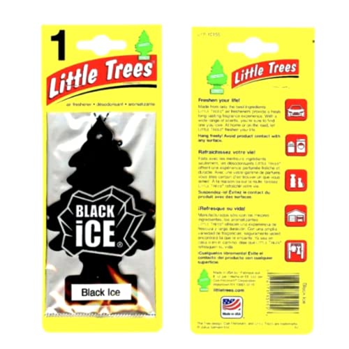 Little Trees معطر هواء السيارات ليتل تريز | شجرة ورقية معلقة للمنزل أو السيارة | بلاك آيس | 3 عبوات - Image 1