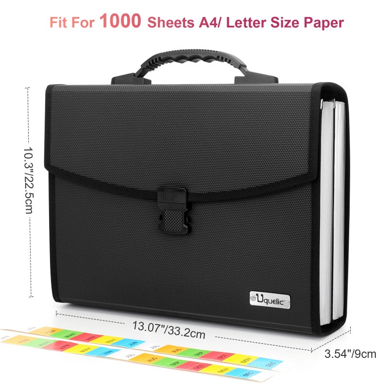 Uquelic 26 Pockets Expanding File Folder Organizer - Upgraded Durable Buckle, Accordion Folder Base with Ergonomic Portable Handle/Large A4 Letter Size Document Organizer, Folders with Pockets - Image 5