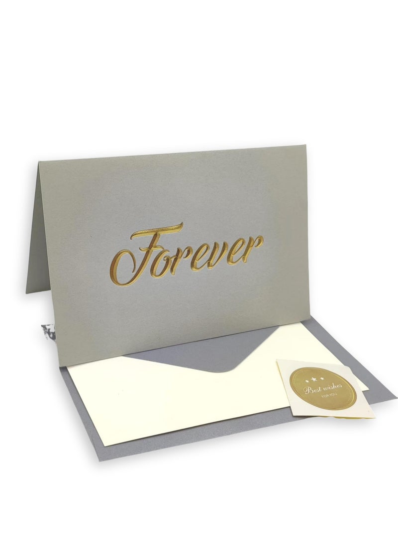 BenQuand Premium Forever Card with Gold Embossing，Luxury Grey Forever  Card With Envelope And Seal - Gift for Boyfriend,Mum,Daddy - Postcard  - Image 3