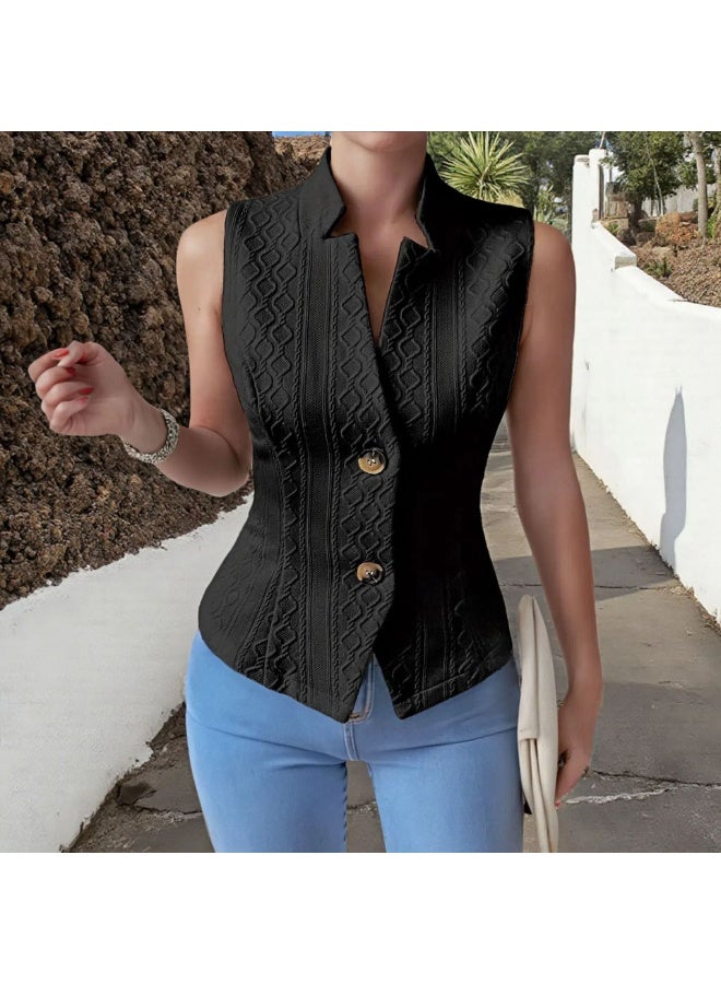 KUYING New Fashionable Commuter V-neck Button Sleeveless Vest - Image 2