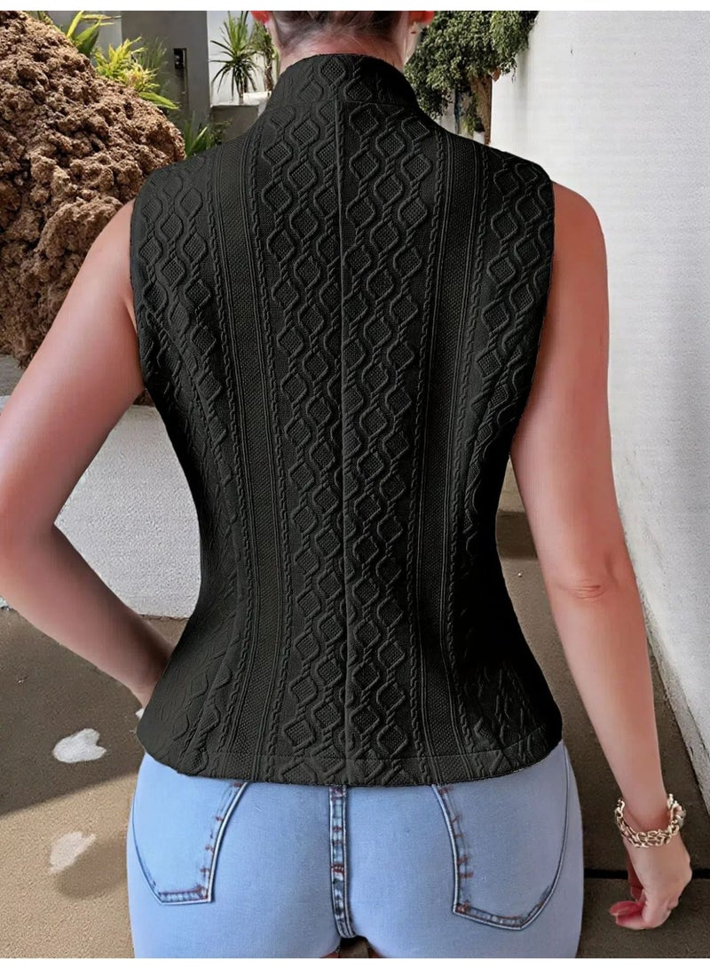 KUYING New Fashionable Commuter V-neck Button Sleeveless Vest - Image 3