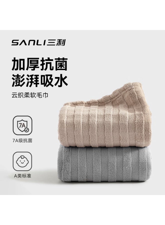 SANLI 7A Antibacterial Household Towels Cloud Soft Absorbent Quick-Drying 2 Pack Men'S Face And Body Towels Women'S Skin-Friendly Face Towels Gray + Coffee - Image 1