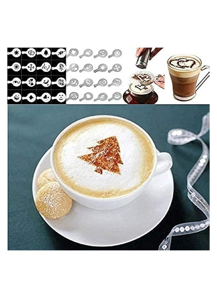 erorex - Chocolate Shaker Cappuccino Stainless Steel 16 Coffee Cappuccino Latte Decorating Stencils - Image 1