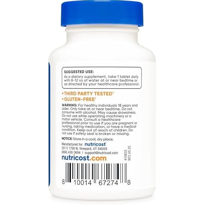 Nutricost Melatonin 12mg, 240 Tablets - 12mg Per Serving, Non-GMO, Gluten Free - Image 3