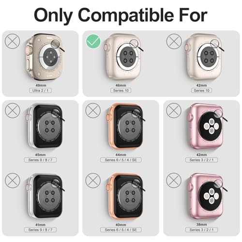 DABAOZA Compatible for Apple Watch Bands 46mm with Bumper, Bling Glitter Women Silicone Soft Comfortable Strap for iWatch SE Ultra 3 2 Series 11 10 9 8 7 6 5 4 3 2 1（White Rosegold，46/S11） - Image 2