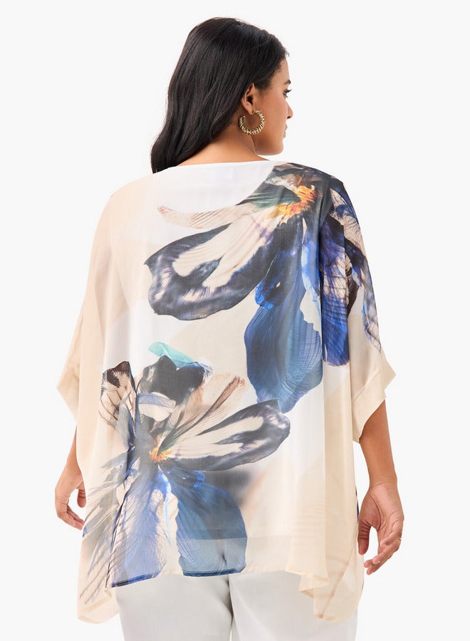  أولا بوبكن بلوزة مقاس كبير بطبعات زهور وأكمام ممتدة من أولا بوبكن - Image 3