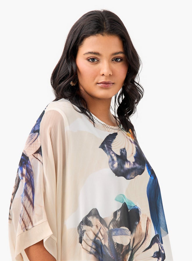  أولا بوبكن بلوزة مقاس كبير بطبعات زهور وأكمام ممتدة من أولا بوبكن - Image 4